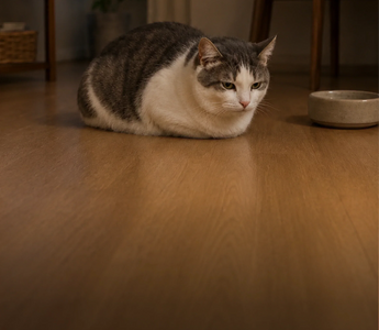 cat poops on the floor
